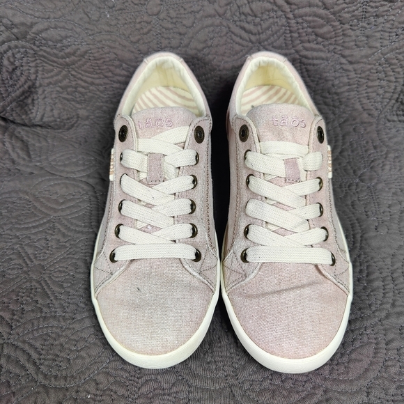 TAOS Plim Soul Neutral Rose Pink Casual Canvas Lace Up Sneaker Flats Women's 7.5 - Picture 2 of 10